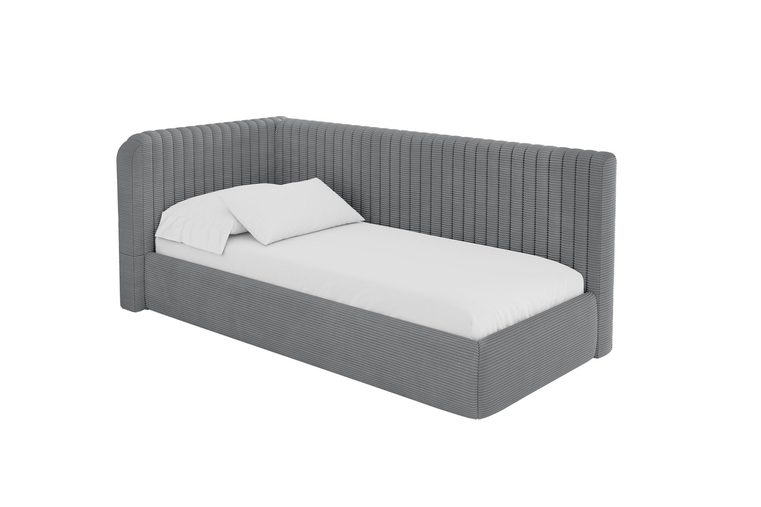 ALTDECOR JEDNOLŮŽKOVÁ POSTEL pro mládež s úložným prostorem a matrací H3/H4, vpravo - AURY 90x200 tmavě šedá