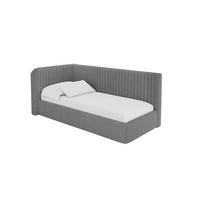 EINZELLBETT Jugendbett mit Bettkasten und Matratze H3/H4, Rechts - AURY 80x200 Dunkelgrau - Schieferfarben, Holzwerkstoff/Textil (80/200cm) - ALTDECOR
