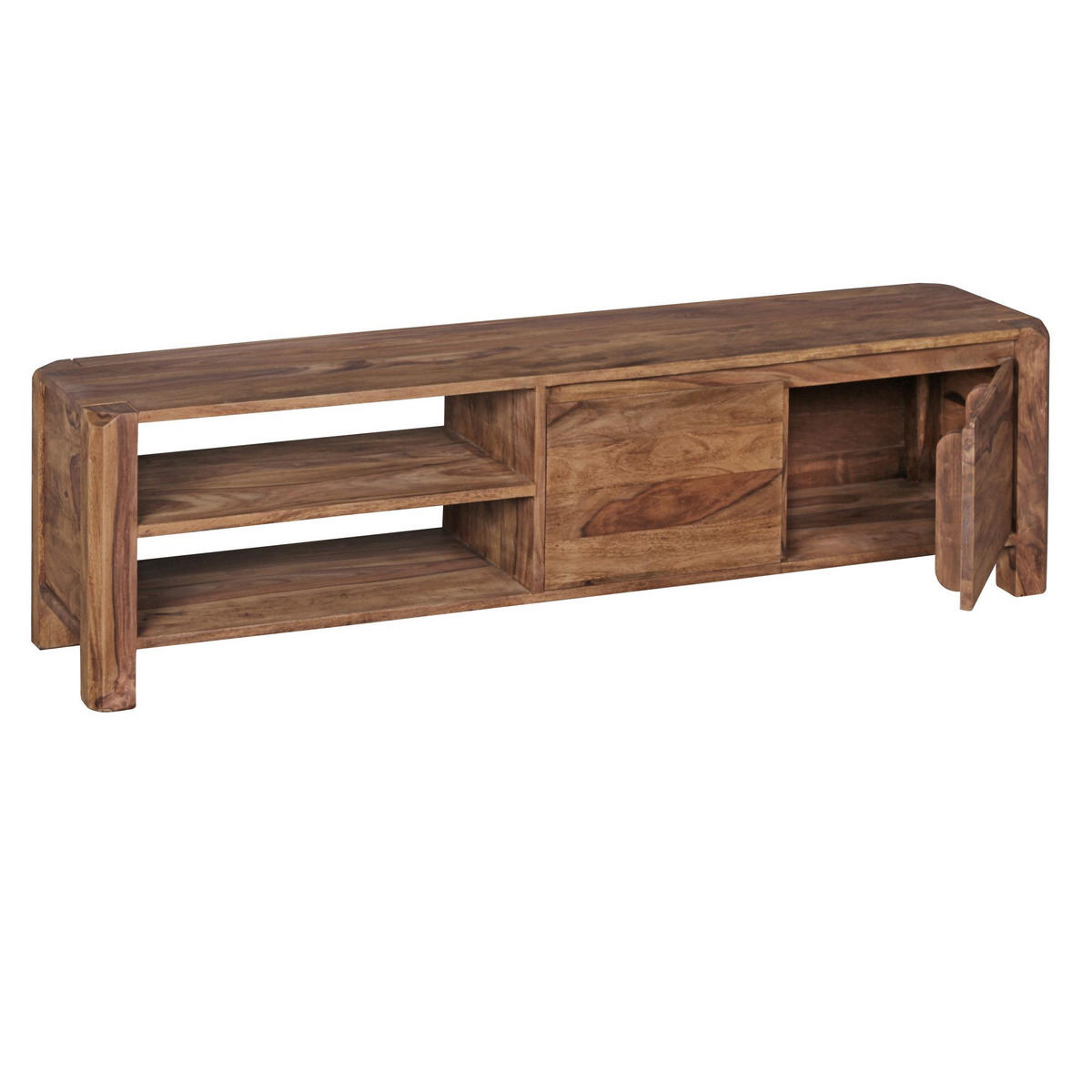 TV-LOWBOARD Massivholz, 4 Füße, viel Stauraum, Braun 140x35x40 cm - Braun, Holz (140/40/35cm) - KADIMA DESIGN