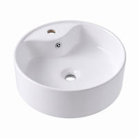 LAVOAR Alb pe blat rotund ceramică 41x14,5 cm - alb, ceramică/material plastic (41/14.5/41cm) - Relaxdays