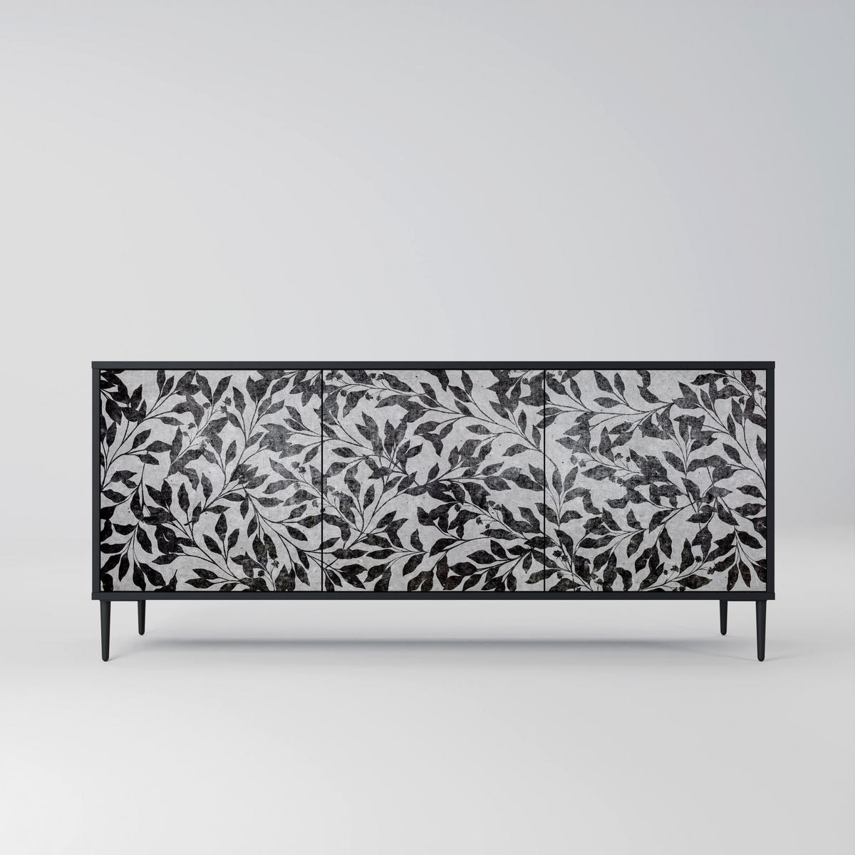 SIDEBOARD CHARCOAL SPROUT, Eicheneffekt, 164,5x42x77,5 cm, 3 Türen - Eichefarben/Buchefarben, Holzwerkstoff/Buchenholz (164.5/77.5/42cm) - SpaceRebels