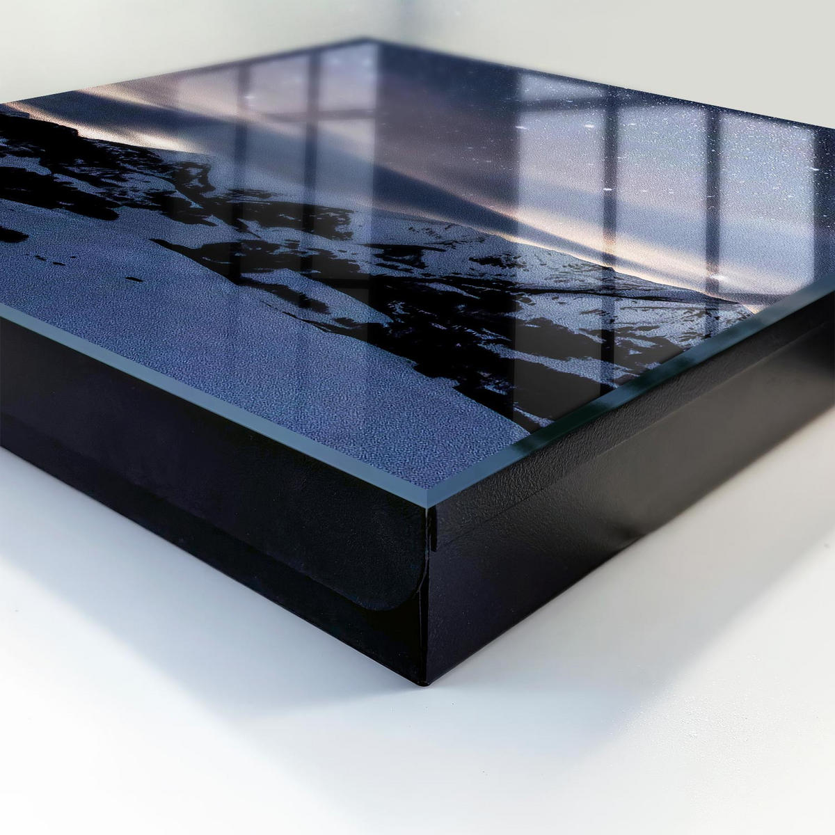SCHLÜSSELBOX Schwarz 30x30 cm- Türöffnung nach rechts - Nachtberge - Blau, Metall (30/30/5cm) - TULUP