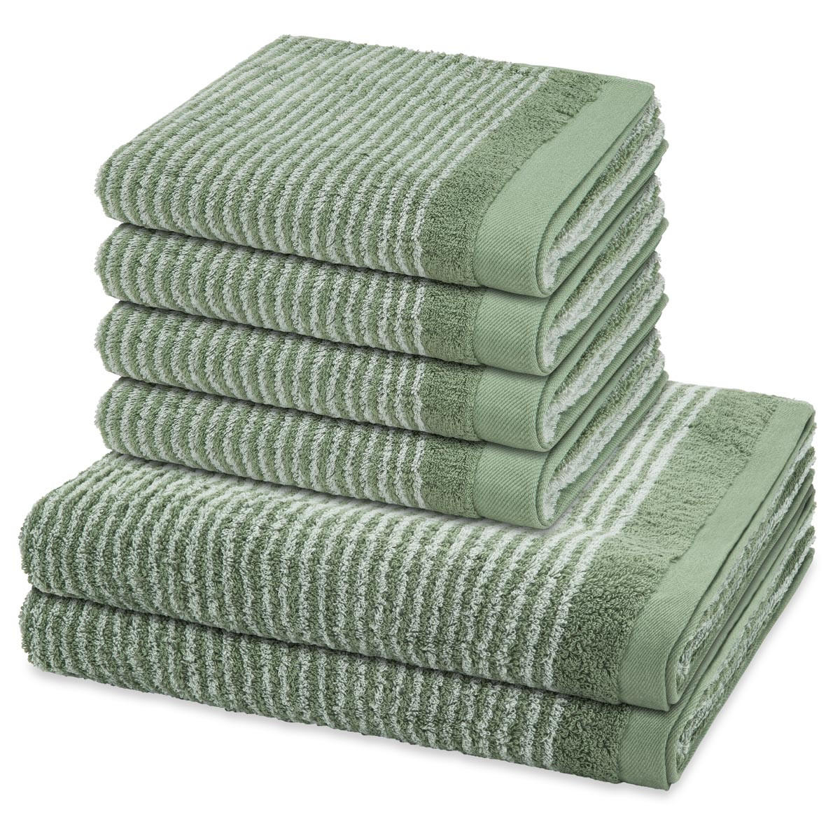 FROTTIERSET Stripes 6-teilig - Grün, Textil (50/100cm) - Ross