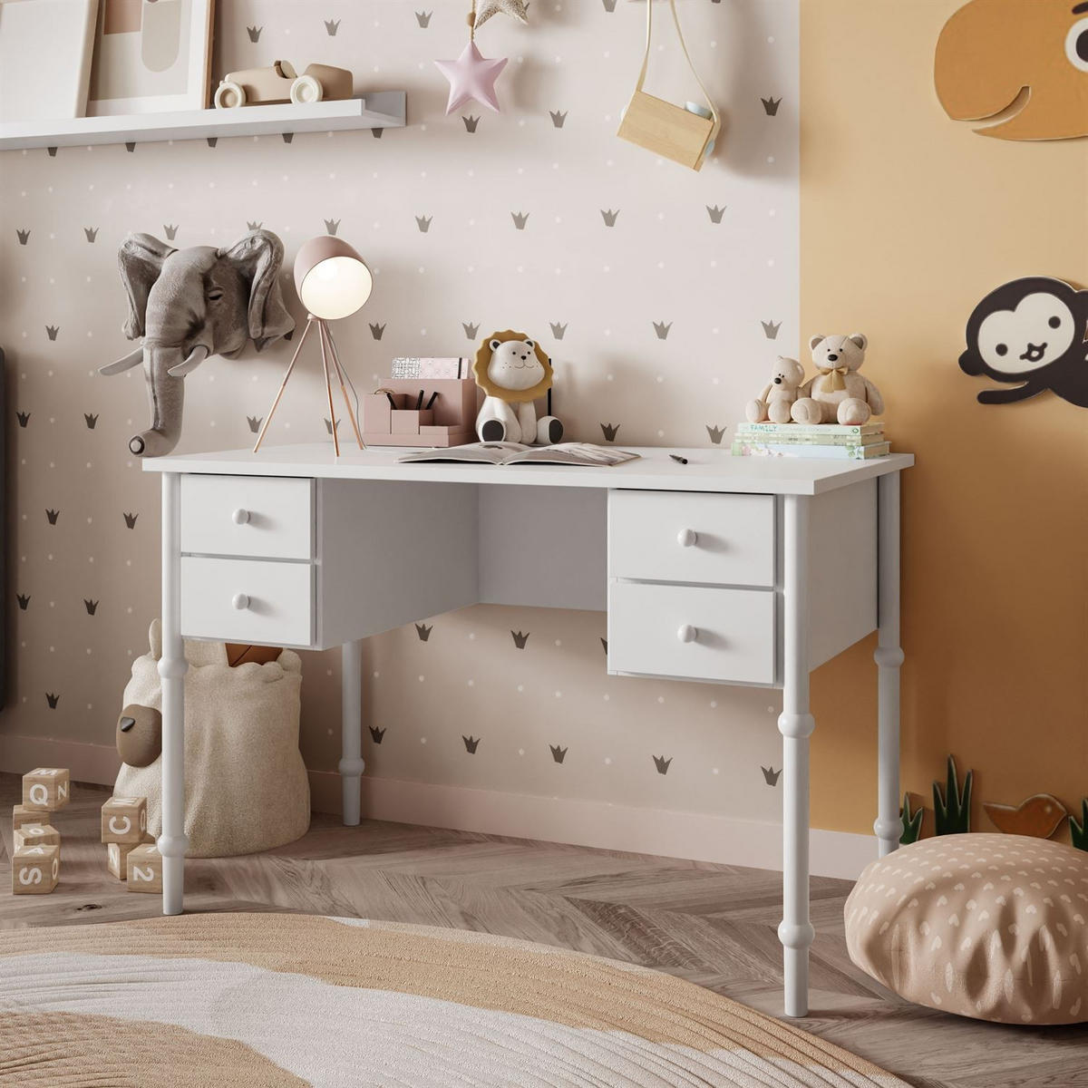 KINDERSCHREIBTISCH BABUSHKA, Weiß - Weiß, Holzwerkstoff (113/75/65cm)