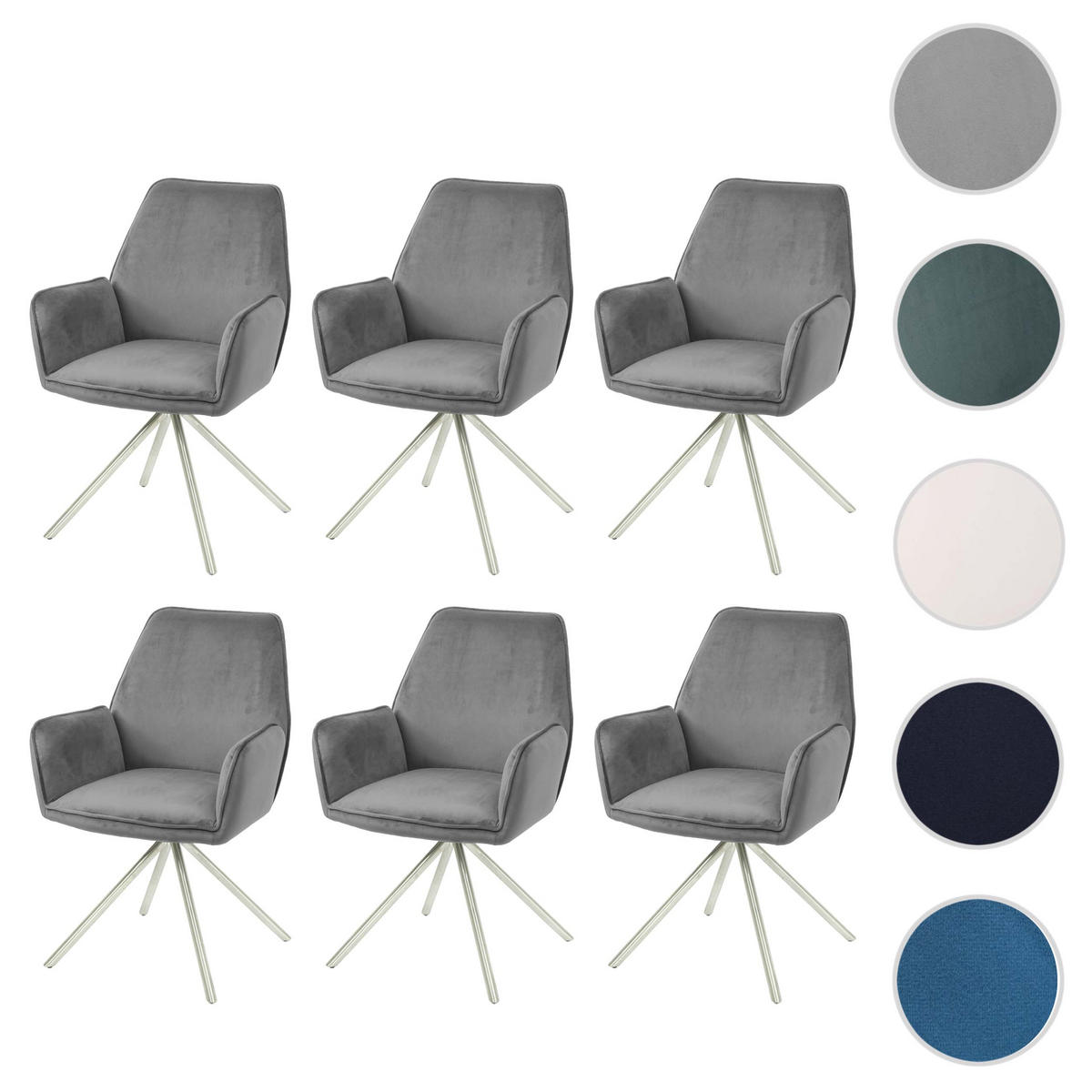 ESSZIMMERSTUHL Anthrazit, Silber 6er-Set - Anthrazit/Silberfarben, Textil (60/86/60cm) - MCW