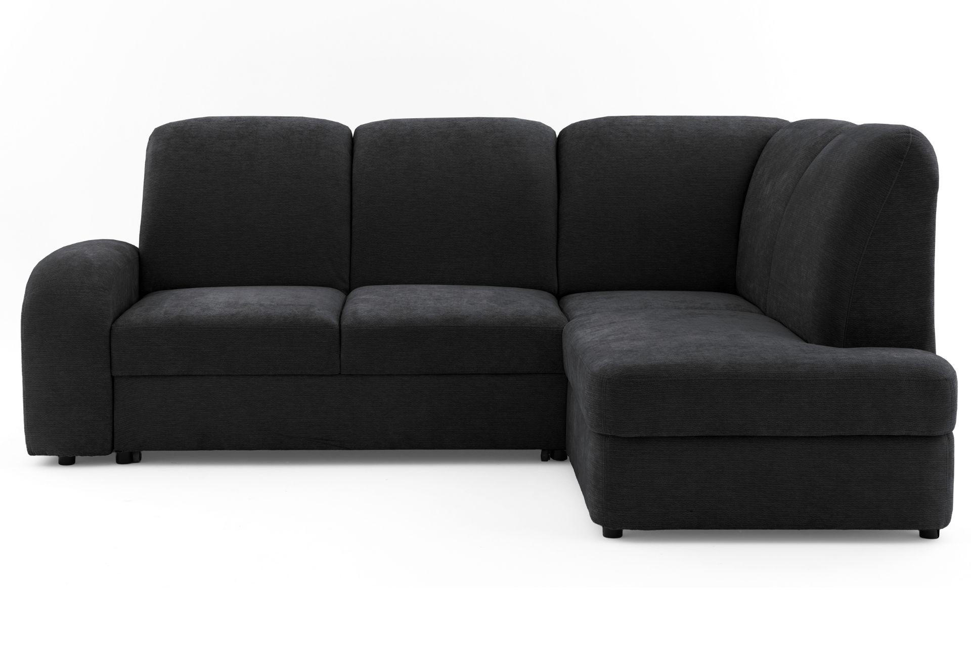 ECKSOFA VIBE L Rechts mit Schlaffunktion 129x205 Chenille Anthrazit - Anthrazit/Schwarz, Holz/Kunststoff (250/186cm) - Muffo