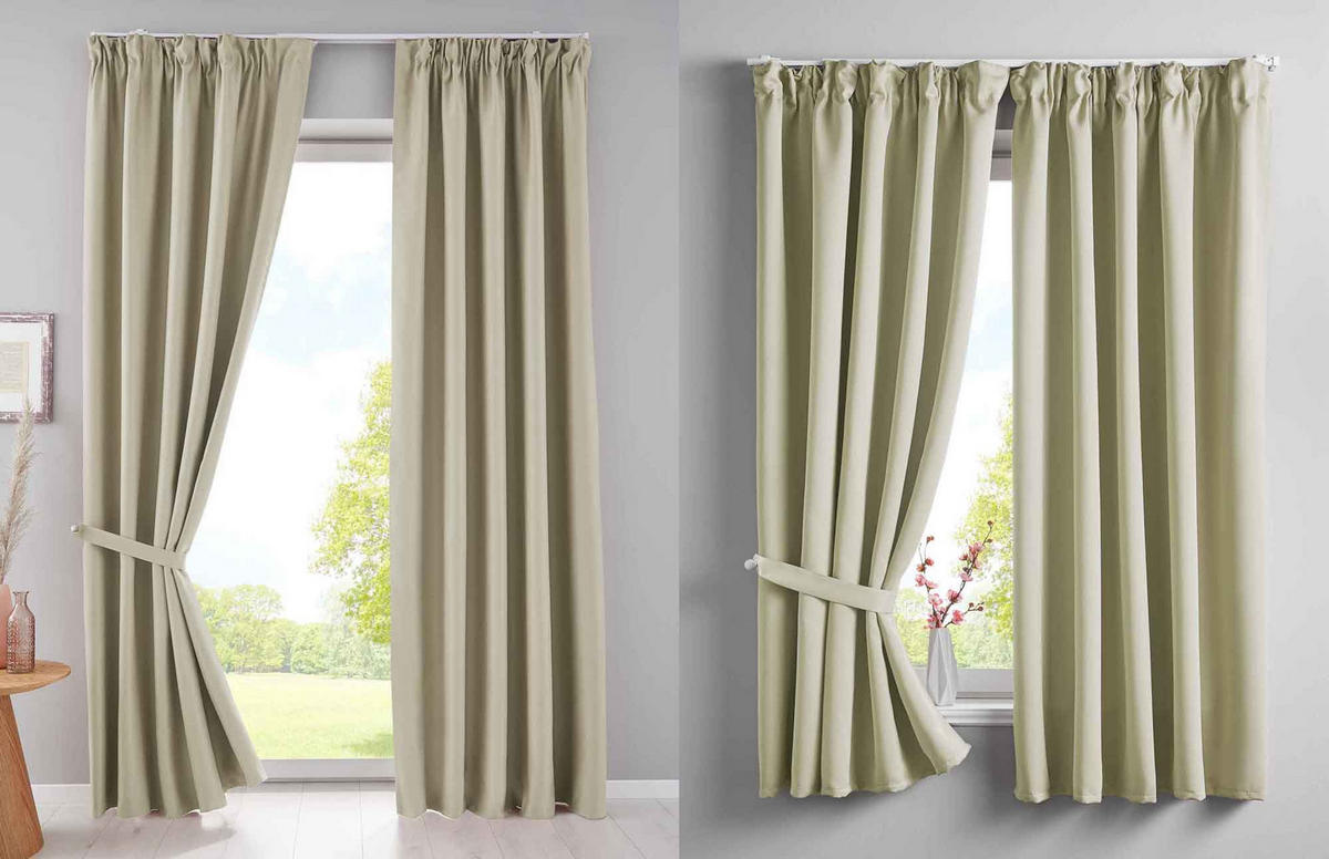 VORHANG 2ER SET NEWYORK HxB 160x140 cm Beige - Beige, Textil (140/160cm) - Gardinenbox