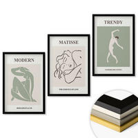 WANDBILDER 3er-Set - 40x60 cm Schwarzer Rahmen - Stilvolle minimalistische Charaktere - Schwarz, Kunststoff (40/60cm) - ArtPrintCave