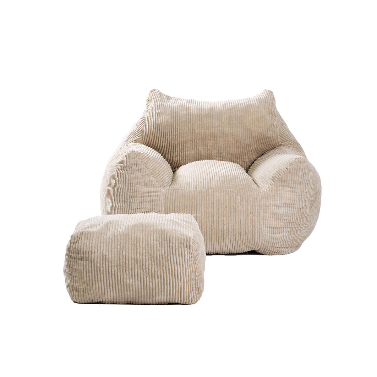 POUF kord Beige - Beige, Textil (95/80/95cm) - Nordlys
