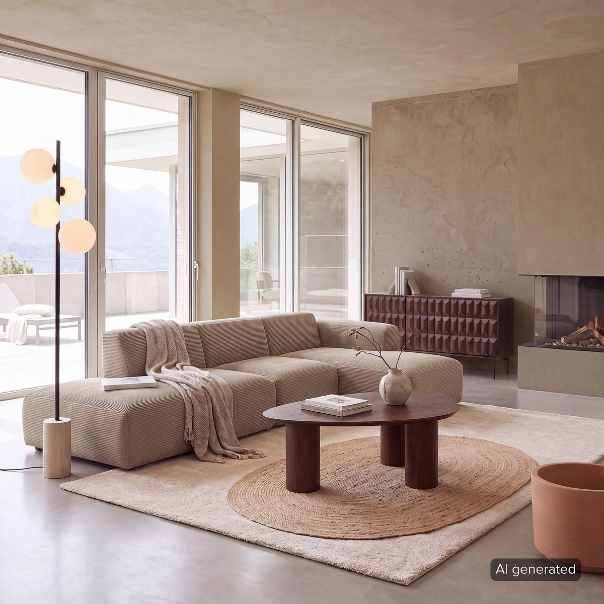 ECKSOFA mit Chaiselongue - Taupe/Schwarz, Kunststoff/Textil (290/173cm) - home24