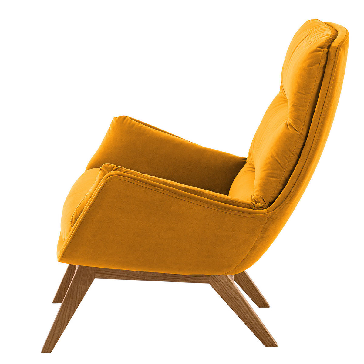 SESSEL mit Holzfüßen - Eichefarben/Gelb, Eichenholz/Textil (83/95/97cm) - home24