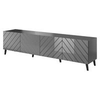 TV-LOWBOARD Abeto 200 - Weiß Hochglanz/Schwarz, Holzwerkstoff/Kunststoff (200/52/42cm) - MIRJAN24