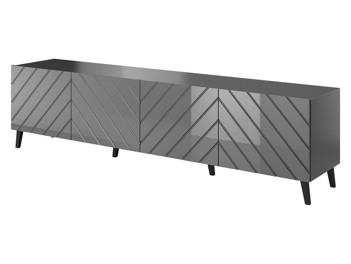 TV-LOWBOARD Abeto 200 - Weiß Hochglanz/Schwarz, Holzwerkstoff/Kunststoff (200/52/42cm) - MIRJAN24