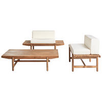 LOUNGE-SET 2-Sitzer Heller Holzfarbton Giaveno - Hellbraun/Weiß, Holz - Beliani