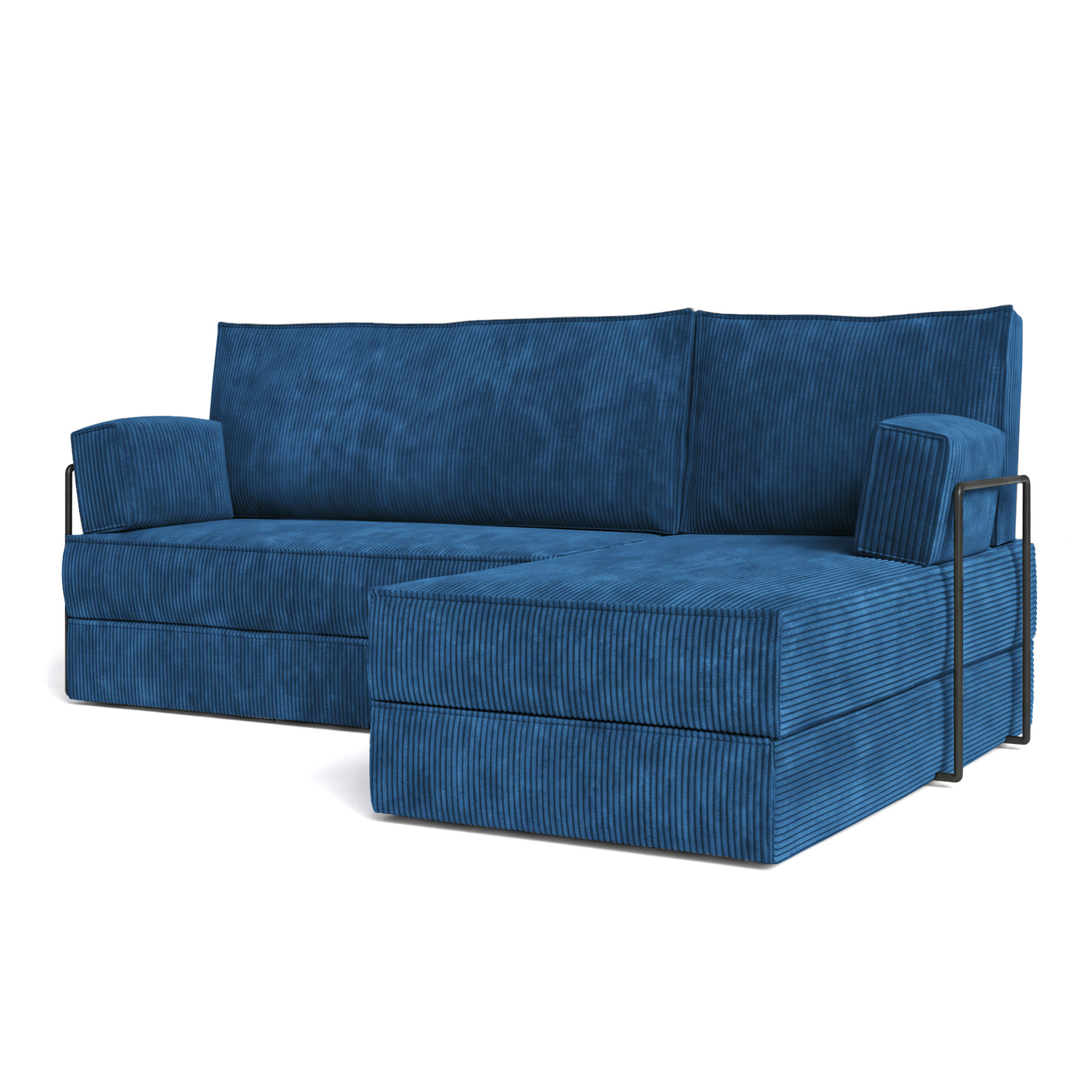 ECKSOFA NOTIA modulares Boneless Sofa mit Schlaffunktion Blau Kordstoff - Blau, Textil (200/120cm) - MASSENO