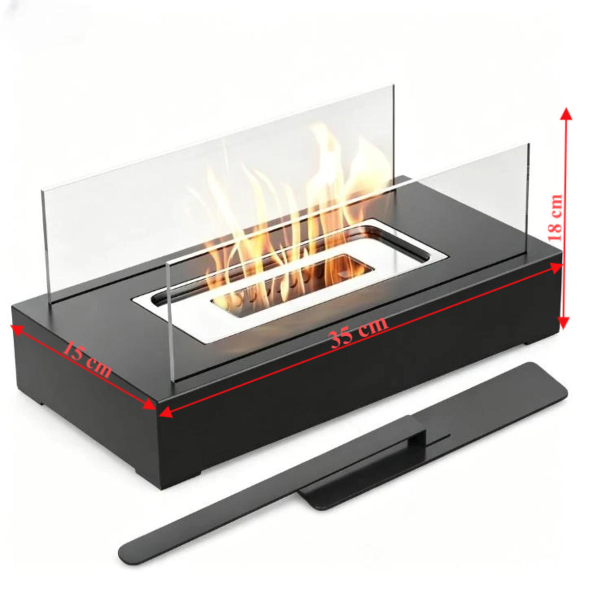 BIOETHANOL-KAMIN Schwarz 35/15/18 cm - Schwarz, Metall (18/15/35cm) - Authentics