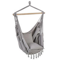 MAKRAMEE Hängesessel mit Kissen Baumwolle hellgrau Bonea - Hellgrau, Textil (95/125/55cm) - Beliani