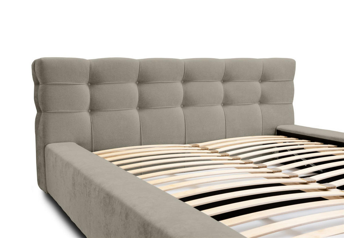 POLSTERBETT Antonio Stoff Ditra - Beige, Holzwerkstoff/Textil (180/200cm) - Fun Möbel