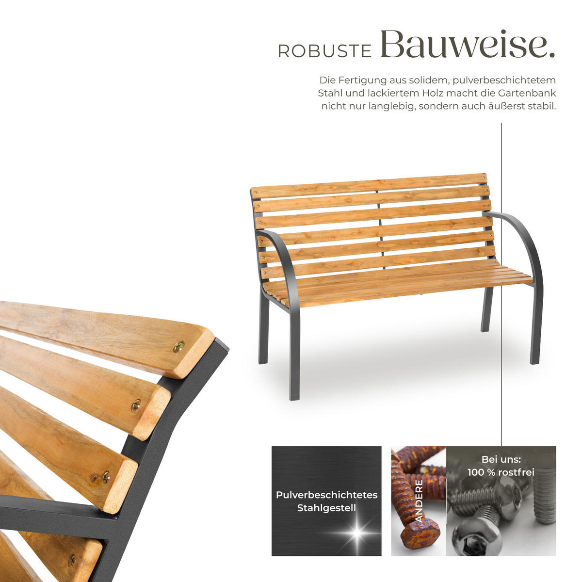 GARTENBANK Michaela,119,5 x 62 x 83 cm,braun - Braun, Holz (62/83/119.5cm) - tectake
