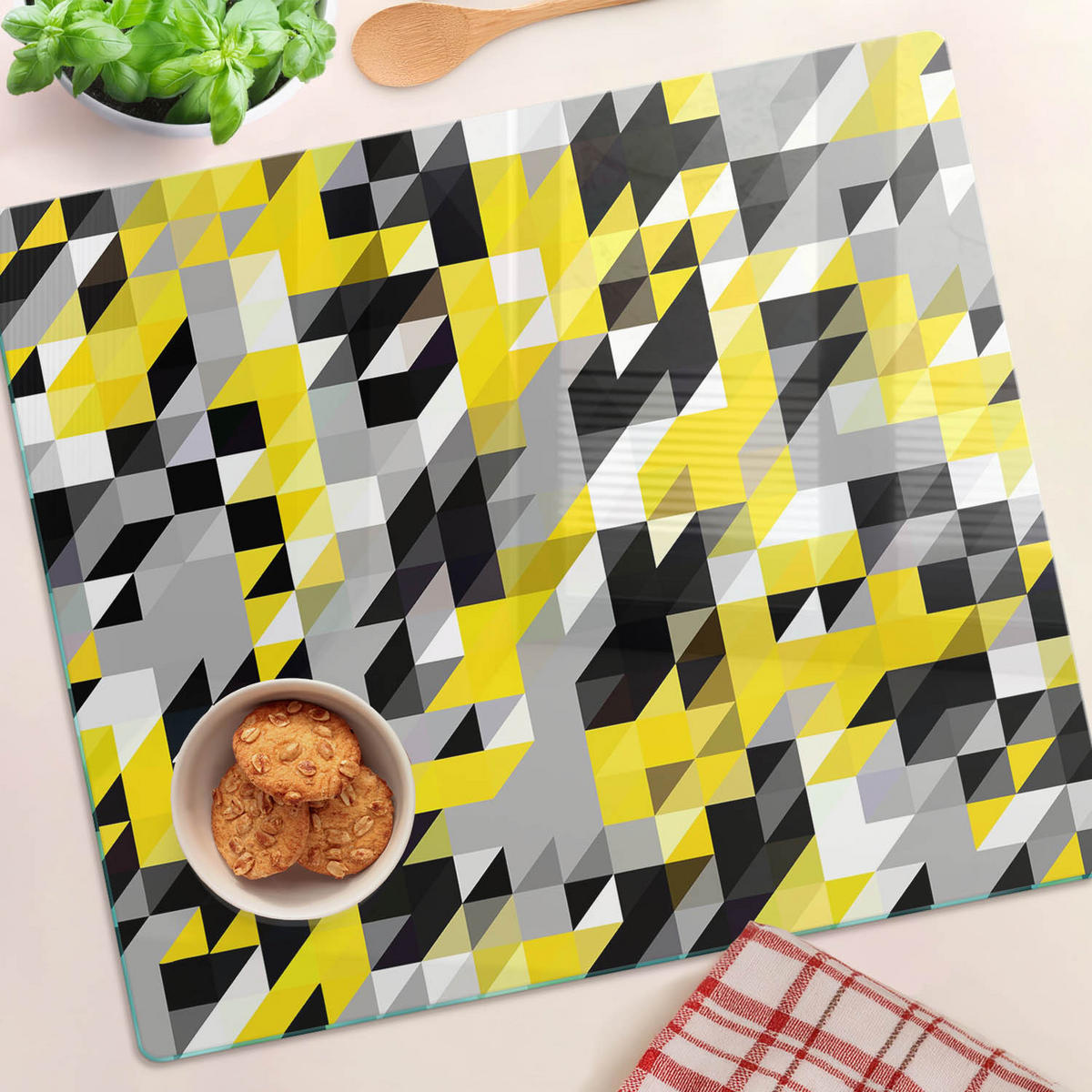 GLASPLATTE 60x52 cm Geometrische Figuren - Multicolor, Glas (60/0.4/52cm) - TULUP