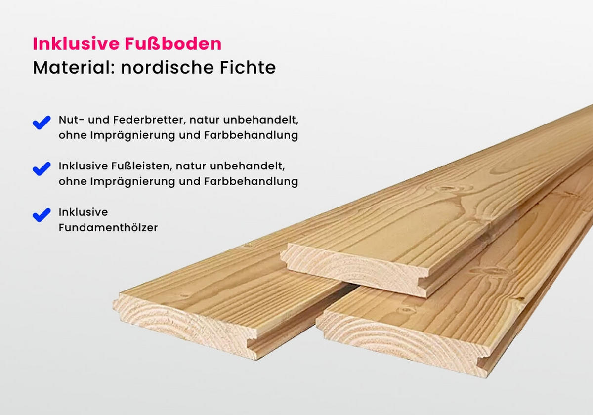 GARTENHAUS Holz Cube - Naturfarben, Holz (400/228/400cm) - Alpholz