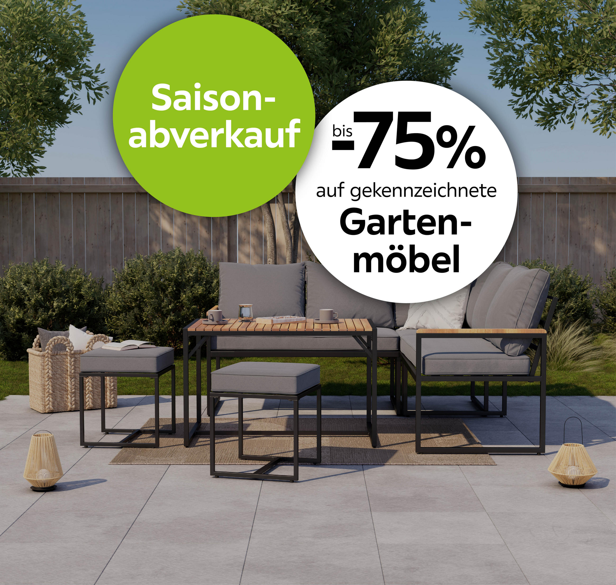 Saisonabverkauf. Bis -75 % auf gekennzeichnete Gartenmöbel