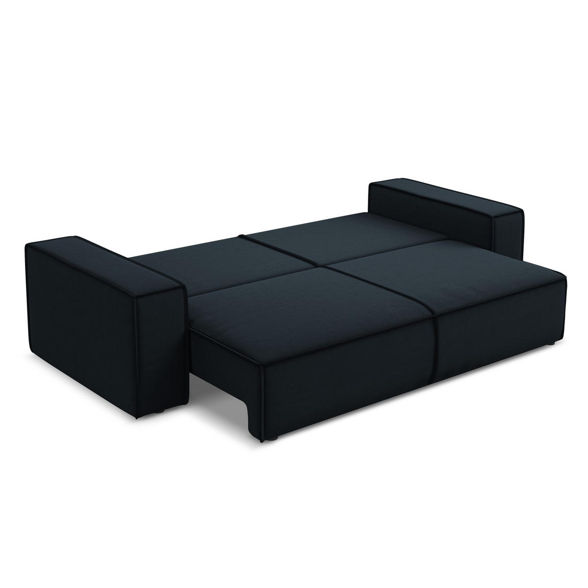 3-SITZER SOFA mit Schlaffunktion Samt Stoff Blau - Blau/Schwarz, Kunststoff/Textil (255/85/105cm) - LaMiaSofa
