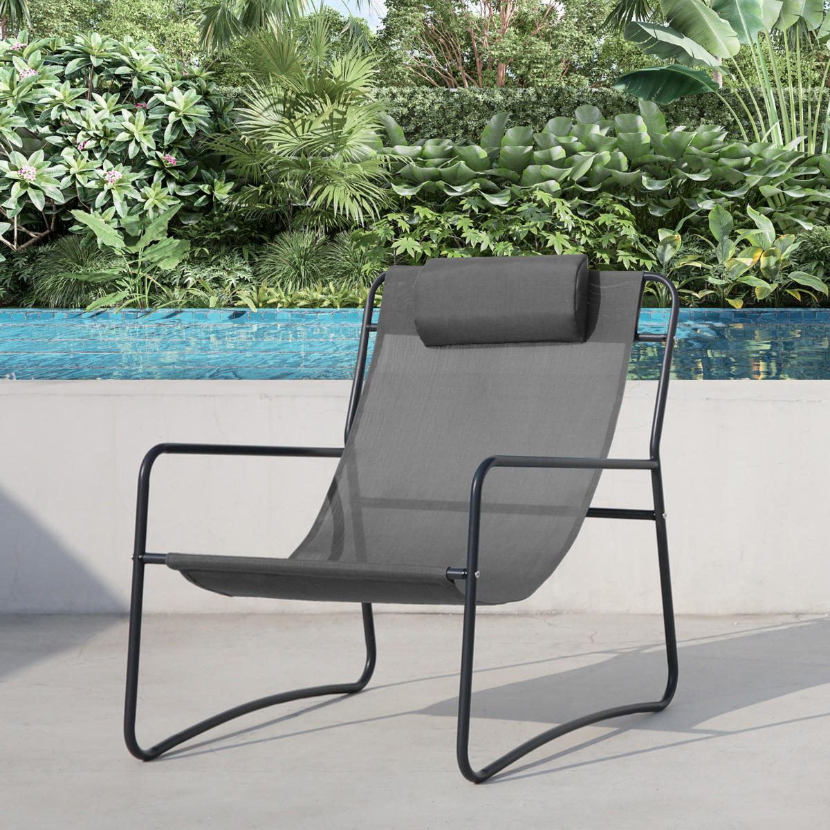 RELAXSESSEL Sveio Dunkelgrau (2er Set) - Dunkelgrau, Metall (65/81/80cm) - SVITA