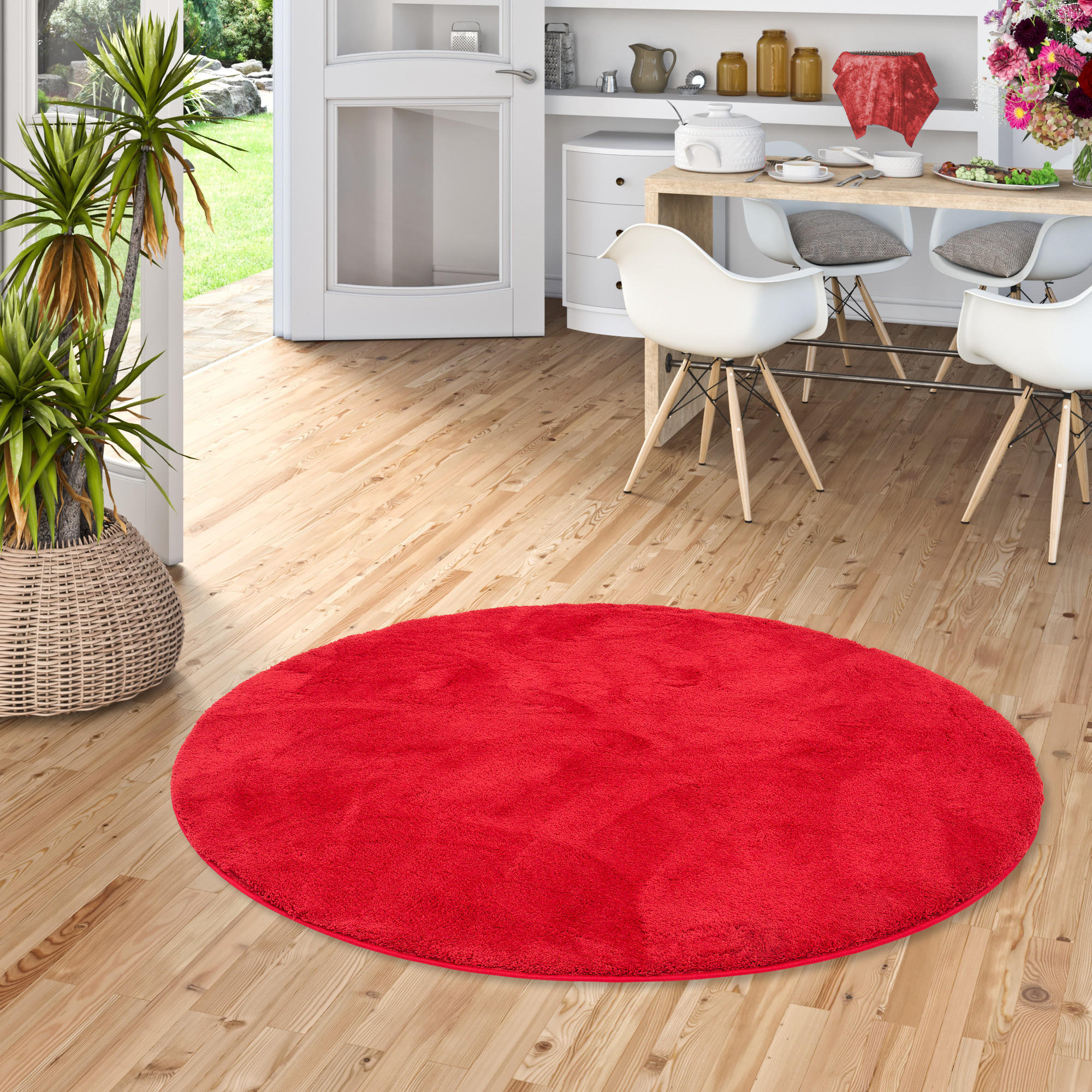 HOCHFLOR SUPER SOFT TEPPICH SILKY RUND - Weinrot, Textil (160/160cm) - Pergamon