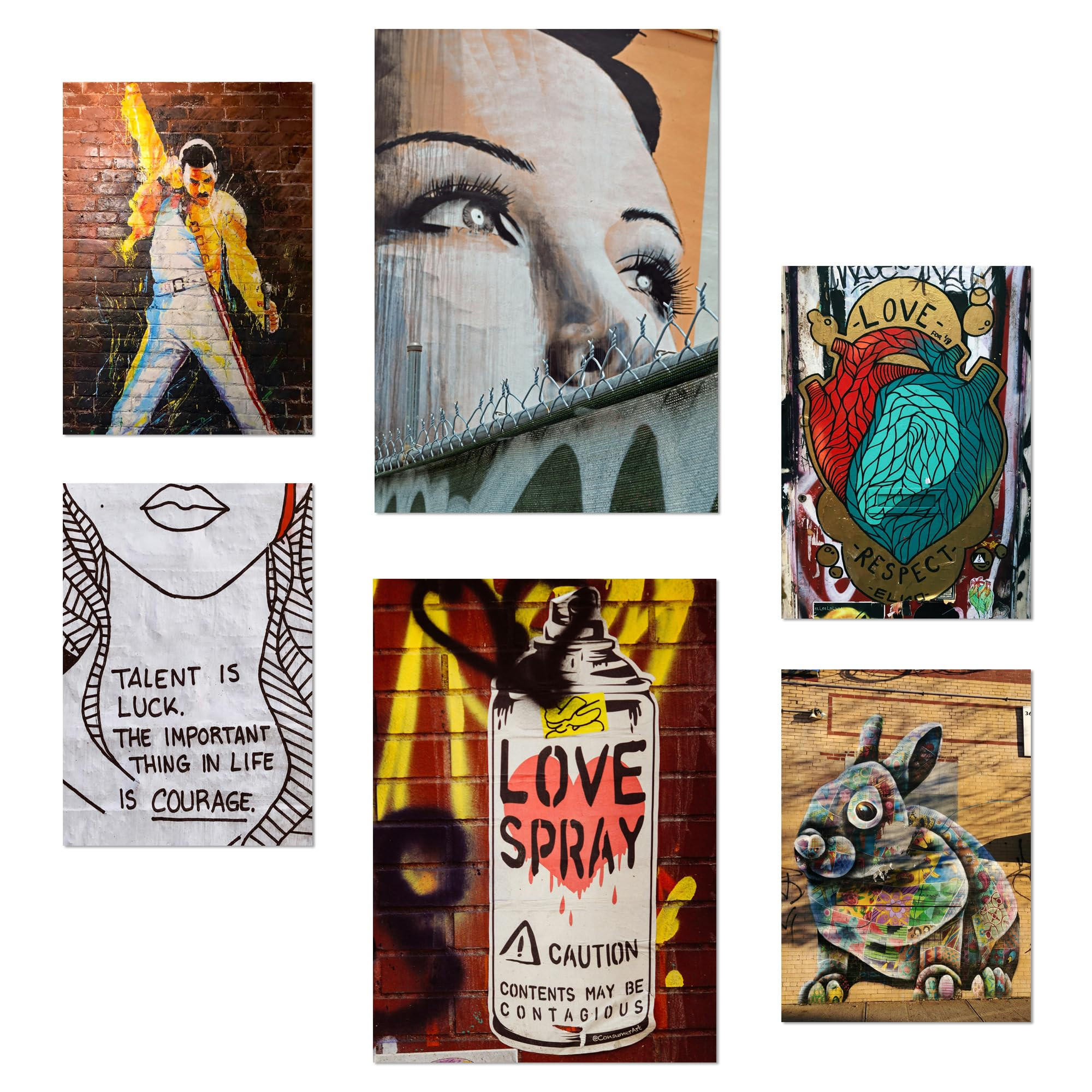 POSTER Set Mit 6 Graffiti Kunst Voller Farbe Anspruch Auf Wandgemälde A3 & A4 Rahmenlos - Klar, Papier (29/3cm) - Nacnic