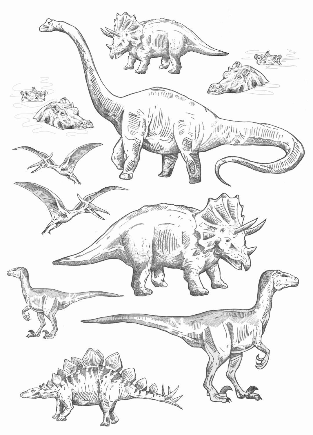 WANDTATTOO Dinosaurier 47.5 x 66 cm - Schwarz, Papier (47.5/66/66cm) - ESTAhome