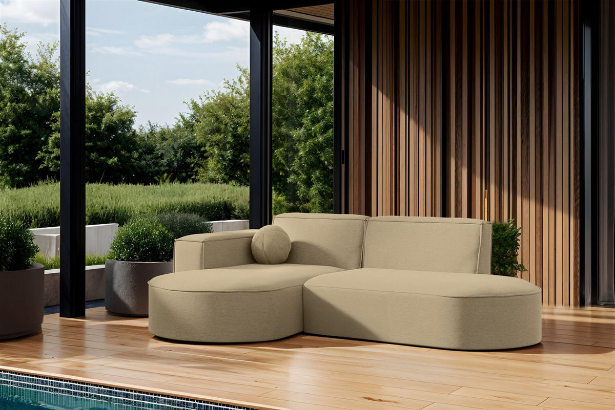 ECKSOFA Sunday Xs - Beige, Holzwerkstoff (236/78/165cm) - Fun Möbel