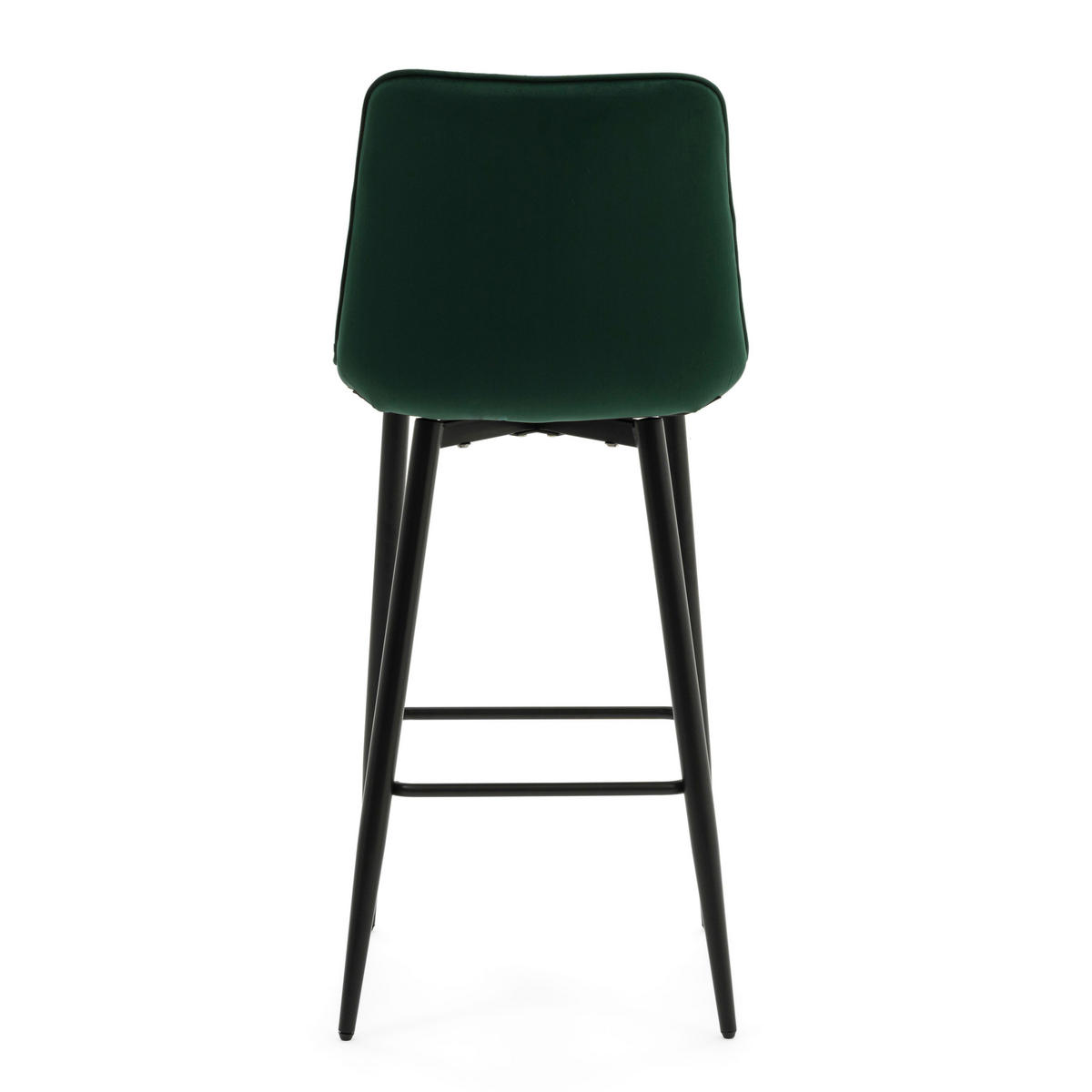 BARHOCKER CHIC gespolsterter mit Steppung - grün - Samt Velours - Schwarz/Grün, Textil/Metall (46/109/56cm) - NEW HOME