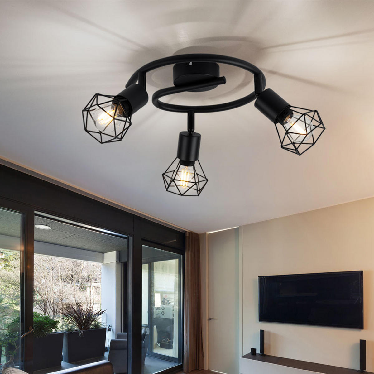 LED DECKENLEUCHTE Metall schwarz Gitteroptik - Schwarz, Metall (23/23/18cm)