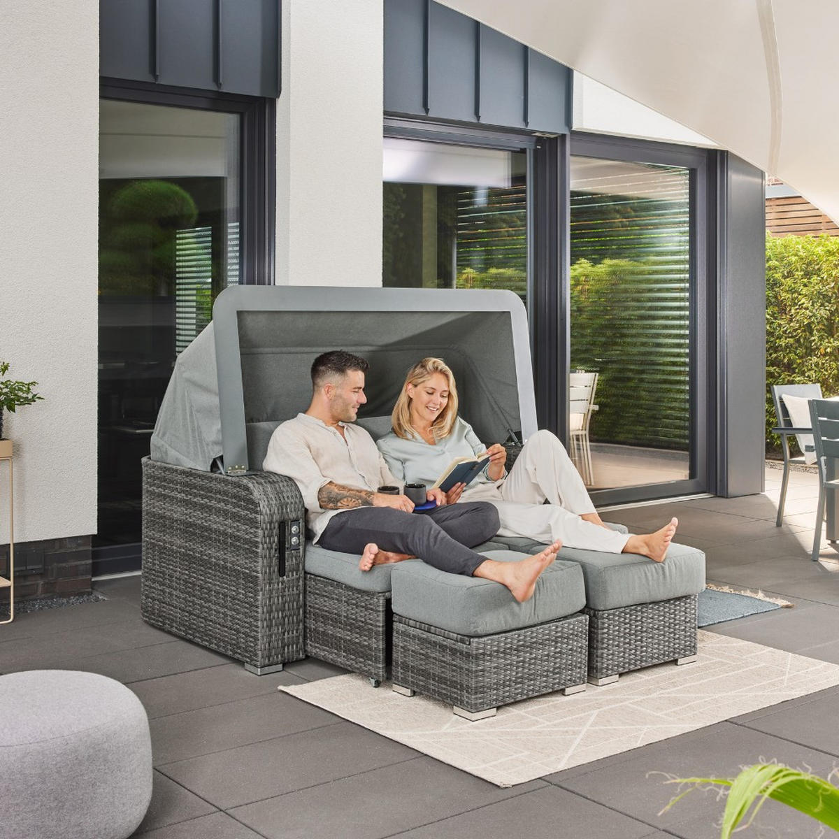 STRANDKORB HOLBY - Ohne Regenabdeckung - Grau, Kunststoff (160/69/189cm) - Home Deluxe