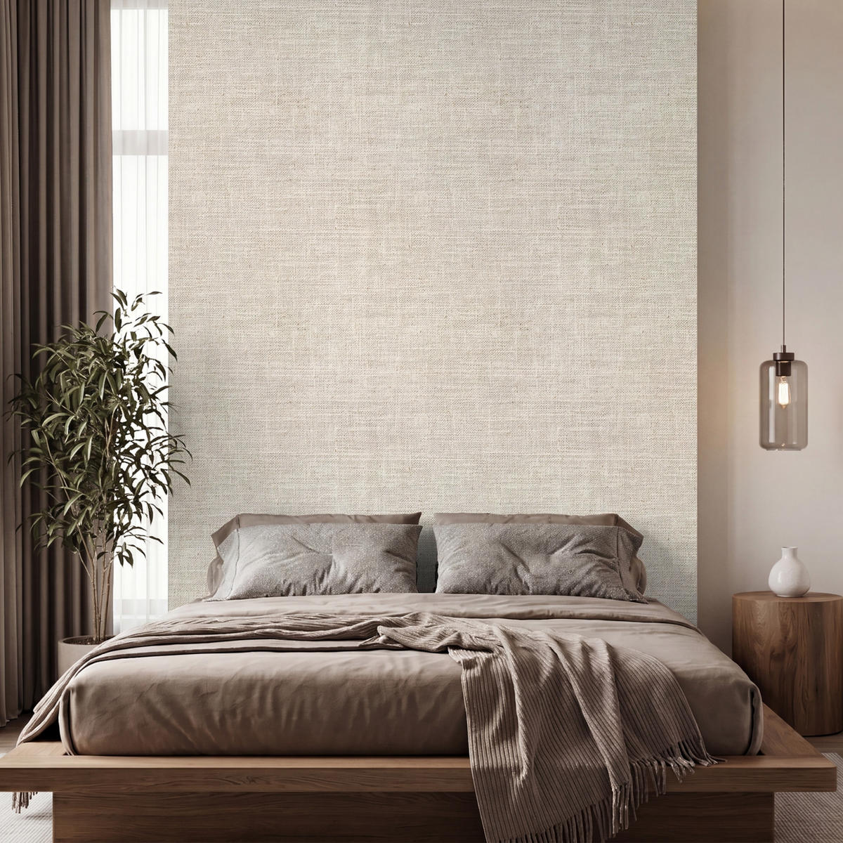 TAPETE - Leinen - Textur - Beige - 200x280 cm - Creme, Papier (200/280cm) - OnlyWow