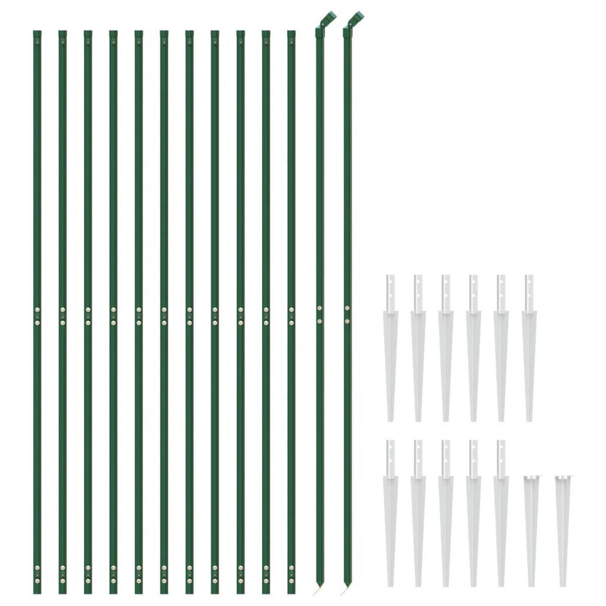 GARTENZAUN mit Bodenhülsen, 1,6/25 m, Grün - Grün, Metall (2500/160cm) - vidaXL