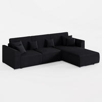 ECKSOFA LUMO L Rechts Schwarz Flechtwerk-Stoff mit Schlaffunktion und Bettkasten - Schwarz, Textil (293/195cm) - Barchello