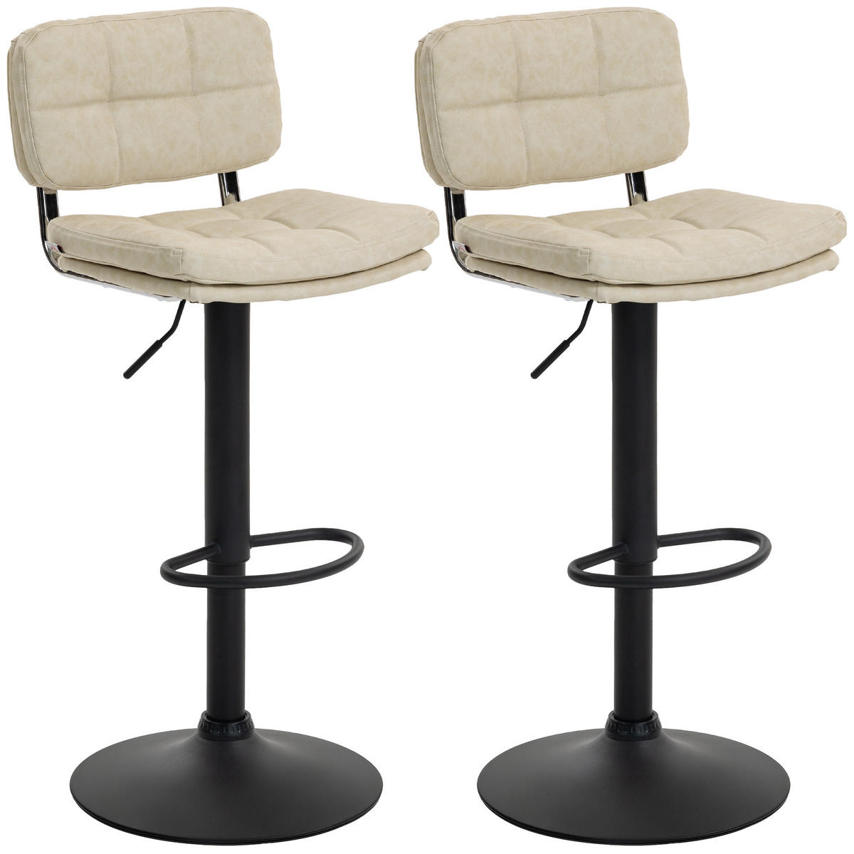 BARHOCKER 2er-Set DE-14805 vintage gepolstert Crème - Creme, Metall (41.5/107/45cm) - ComfortXL