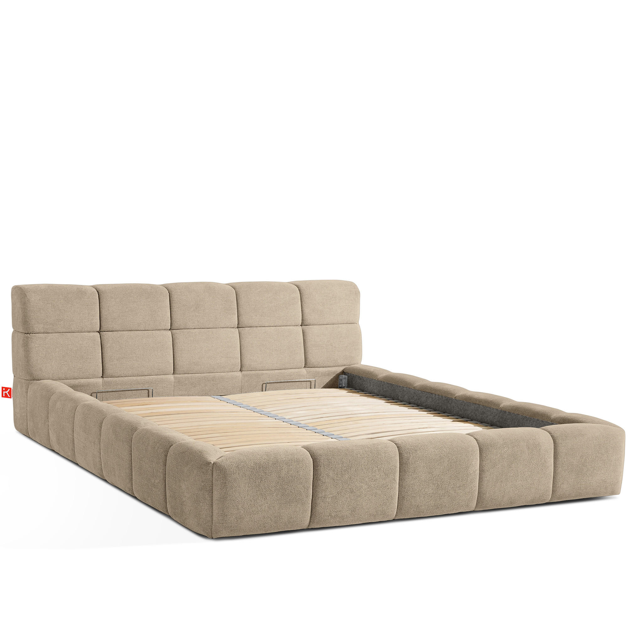 POLSTERBETT AERI mit Rahmen, beige - Beige, Holz/Holzwerkstoff (200/200cm) - KONSIMO®