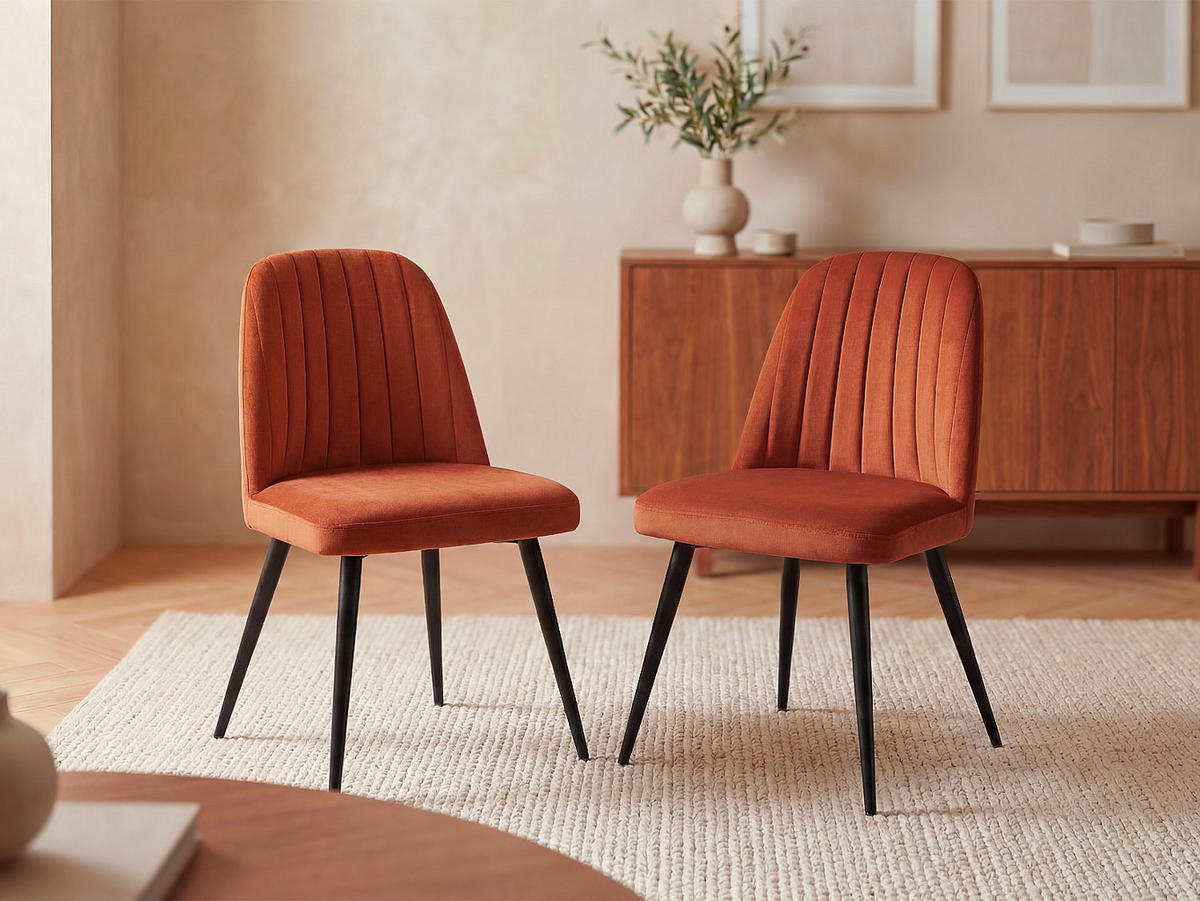 STUHL - 49 cm x 52 cm - Samt, Stoff - Terracotta ELEANA - Terracotta, Textil (49/81/52cm) - Vente-Unique