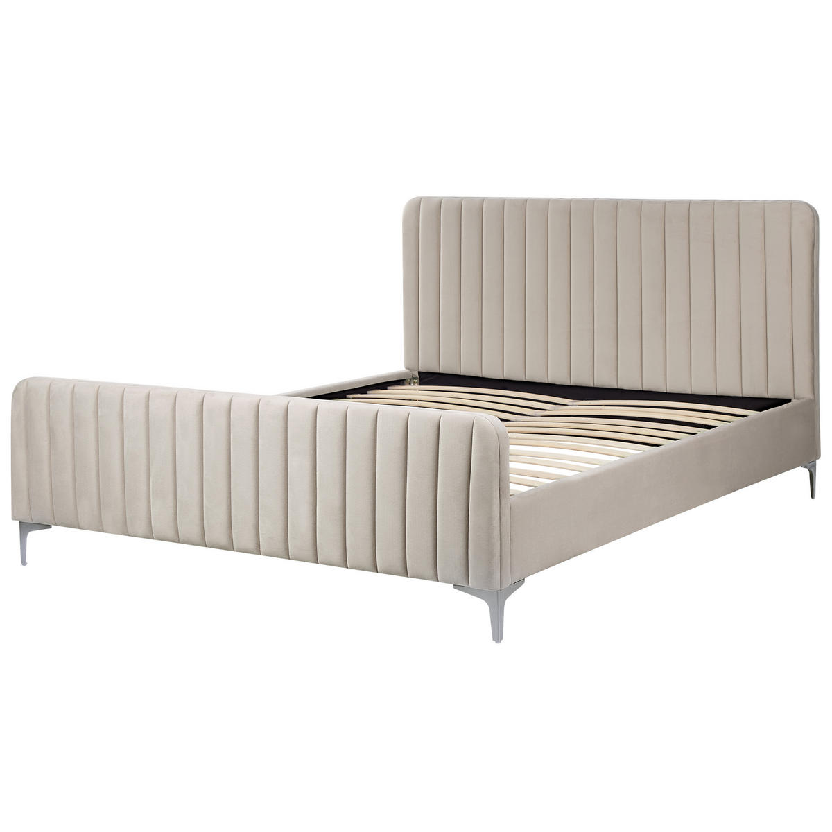 POLSTERBETT 160/200cm Taupe Lunan - Taupe, Textil (160/200cm) - Beliani