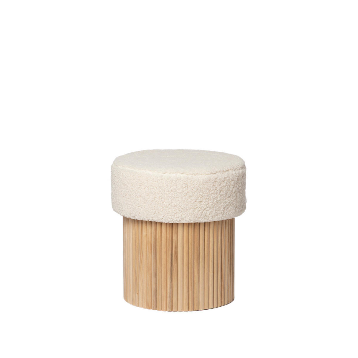 POUF Naira Weiß 43 cm x 45 cm - Weiß, Textil (43/45/43cm)