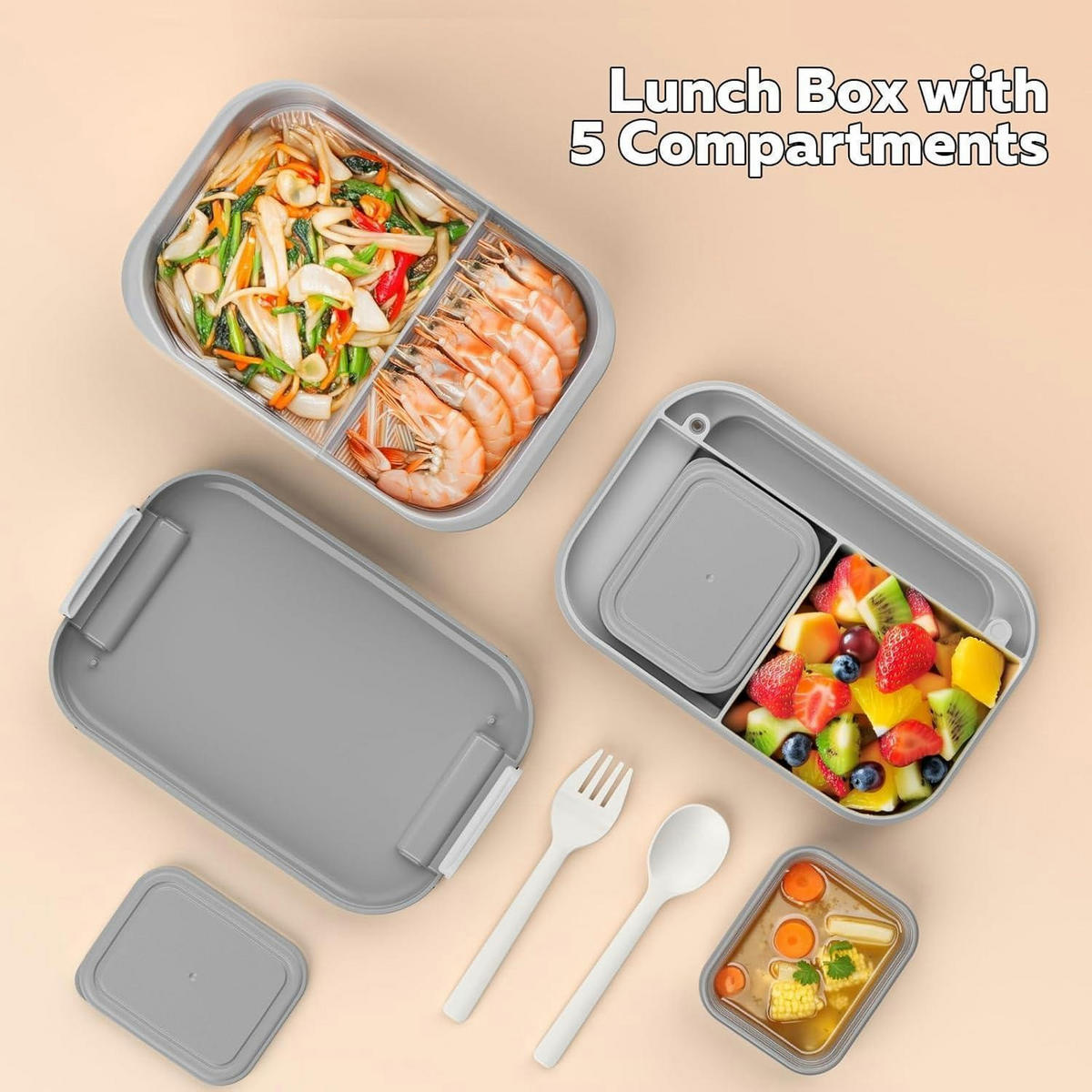 LUNCHBOX 1900ml Grau Auslaufsicher - Grau, Kunststoff (14/8/23cm)