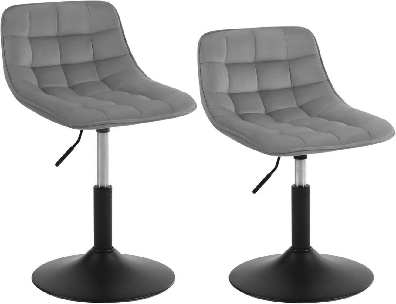 BARHOCKER 2er Set,Mehrzweck, Samt, Hellgrau - Hellgrau/Schwarz, Textil/Metall (42.5/60/45cm) - Woltu