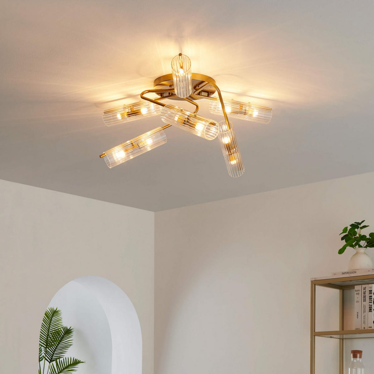 DECKENLEUCHTE Trento, Gold / Messing, 30cm - Goldfarben, Glas (30/80/30cm) - KOSILUM