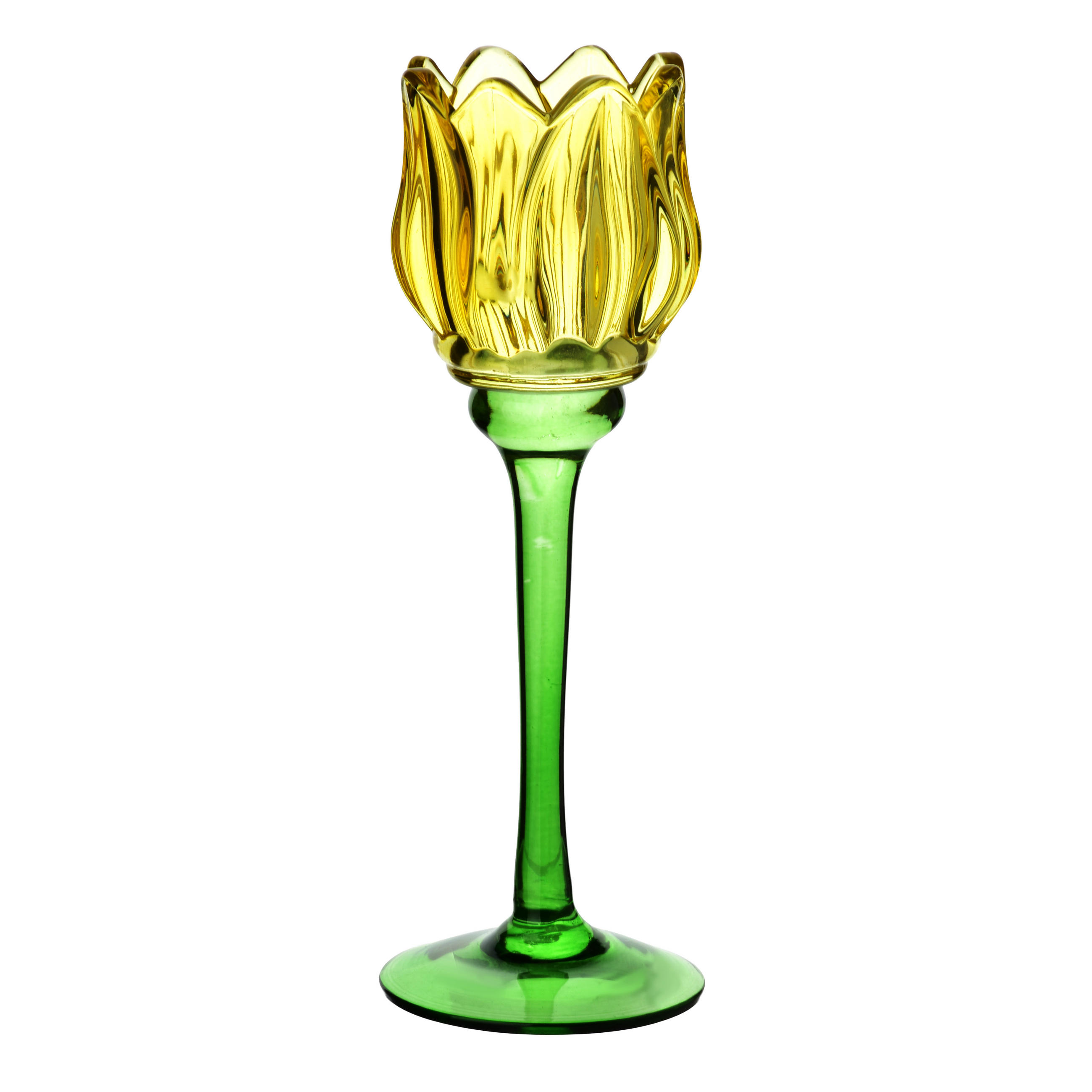 KERZENHALTER Julietta gelb 8/8/21.5 cm Glas - Gelb, Glas (8/21.5/8cm) - Mondex