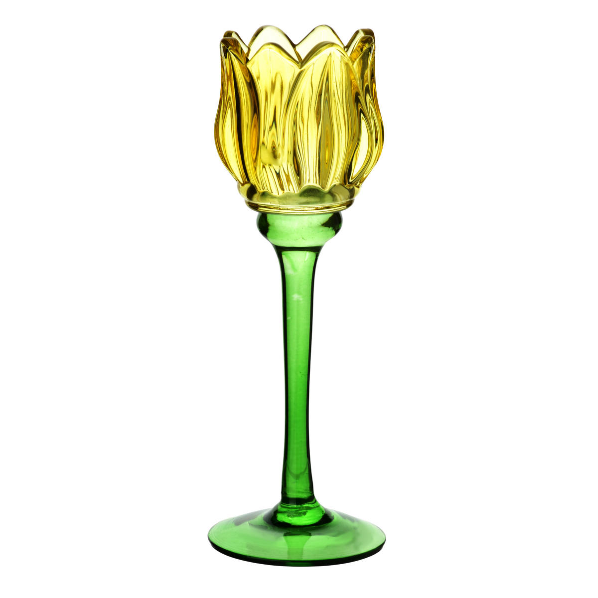 KERZENHALTER Julietta gelb 8/8/21.5 cm Glas - Gelb, Glas (8/21.5/8cm) - Mondex