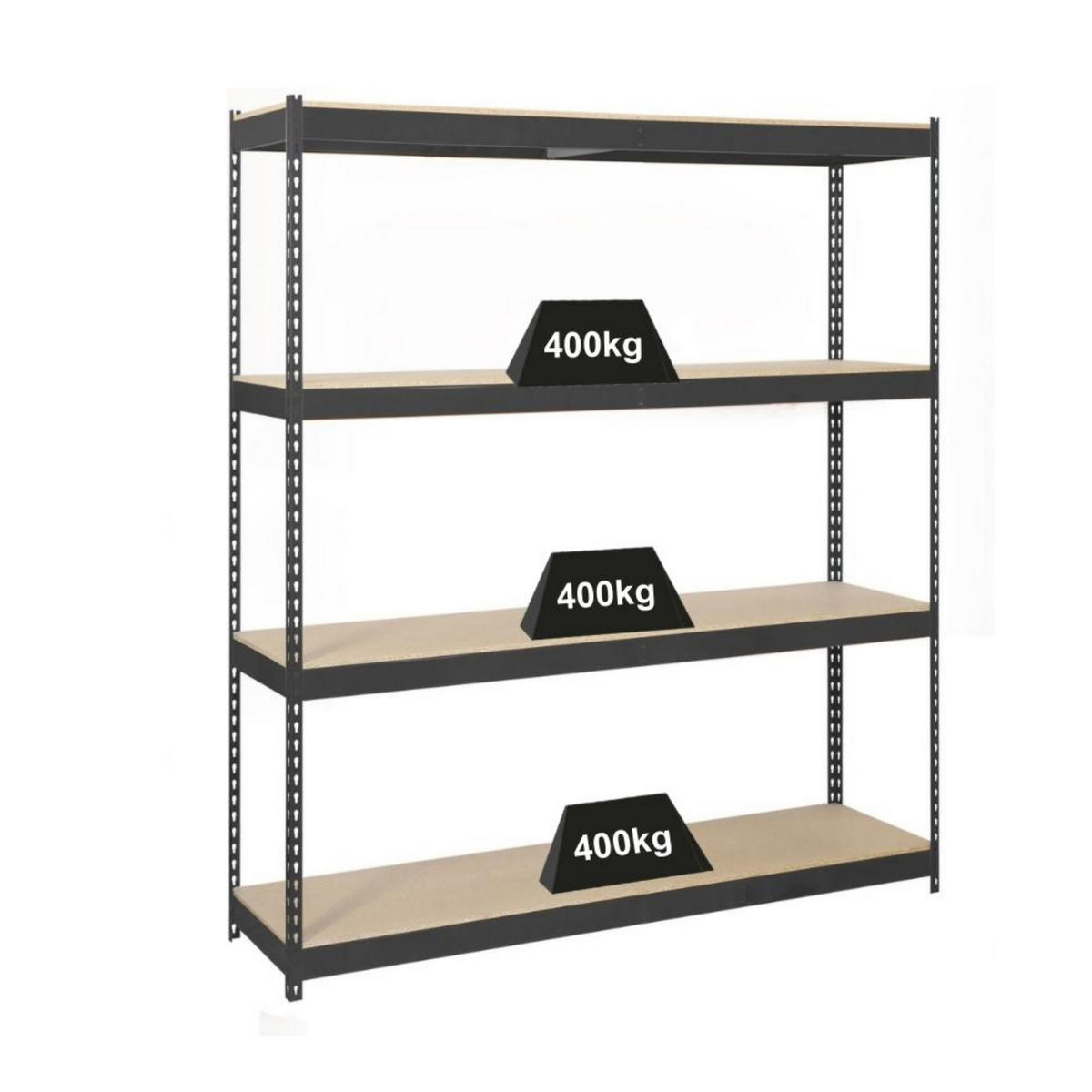 SCHWERLASTREGAL Wood Beast Four HxBxT 200 x 240 x 75 cm 4 Ebenen Fachlast 400 kg Anthrazit - Anthrazit, Metall (240/200/75cm) - PROREGAL