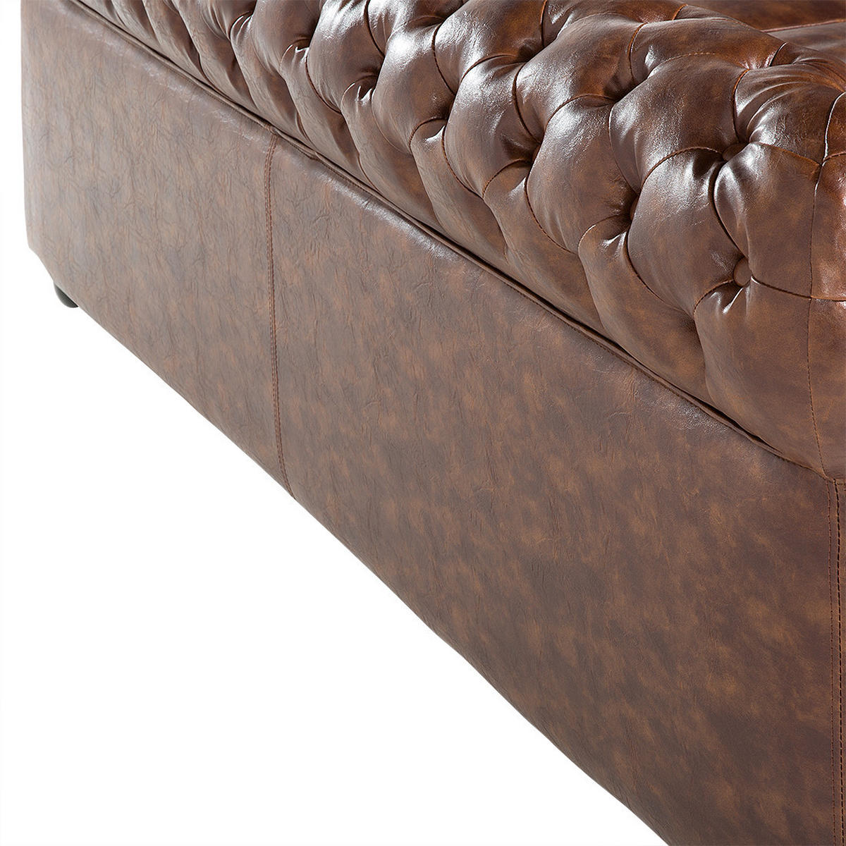 SOFA Kunstleder Goldbraun Chesterfield - Goldfarben, Kunststoff/Textil (195/70/75cm) - Beliani